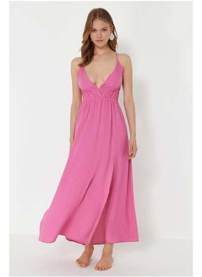 Buy Pink Maxi Woven Gathered Beach Dress TBESS23EL00063 in Egypt