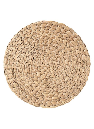 Buy Woven Placemats  Natural Water Hyacinth Weave Placemat Round Braided Rattan Tablemats 15 inch in UAE