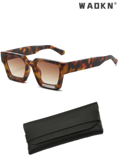 Retro Square Sunglasses for Men Women Trendy Thick Rectangle  display picture 1