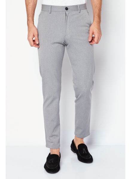 Buy Men Slim Fit Chino Solid Pants, Grey in UAE