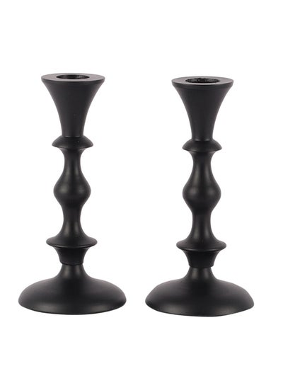 Buy Voidrop set of 2 Pillar Candle Holder,Taper candle holder for retro candleholder, Formal Events, Wedding, Holiday Décor, Dinning Table Centerpiece Candles(Black) in UAE