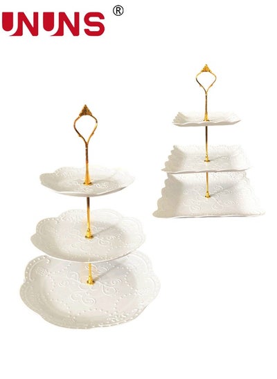 Buy 2 Pack 3-Tier Cupcake Stand, Dessert Tower Tray, Tiered Serving Cake Stand, Dessert Stand Pastry Stand Disposable Pastry Stand for Party Wedding Home Decor in Saudi Arabia