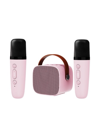 Buy K1 dual Bluetooth microphone Bluetooth outdoor portable karaoke audio karaoke integrated microphone speaker Pink in UAE