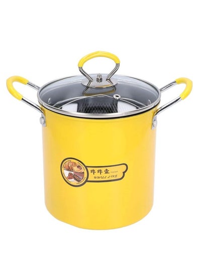 Buy Mini Deep Frying Pot with Stainless oil filter Basket with a Lid- 3L Yellow in Egypt