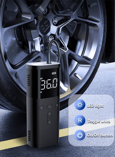 اشتري منفاخ الإطارات ضاغط هواء محمول، مضخة هواء لاسلكية فائقة السرعة لنفخ إطارات السيارات مشحونة بالكامل في 10 ثوانٍ، مضخة إطارات صغيرة سريعة النفخ مع ضوء LED لسيارة دراجة نارية في السعودية