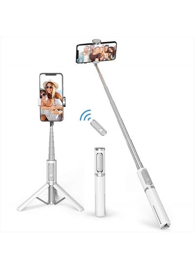 Buy Selfie Stick Tripod, Extendable 3 in 1 Aluminum Selfie Stick with Bluetooth Remote and Tripod Stand 270 Rotation for iPhone 14/13/12/11 Pro/XS Max/XS/XR/X, Samsung and Smartphone White in UAE