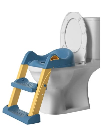 Buy Adjustable toddler toilet training seat with anti-cold soft padded seat, safe handles and wide non-slip steps in Egypt