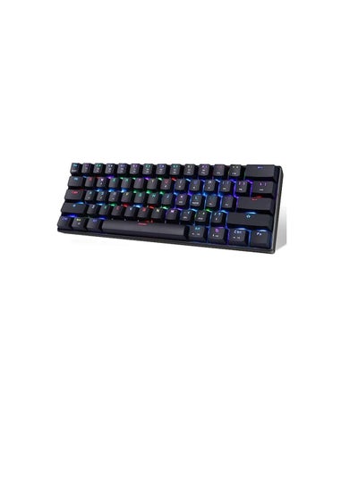 اشتري Motospeed CK61 60% Mechanical Keyboard Portable 61 Keys RGB LED Backlit Type-C USB Wired Office/Gaming Keyboard for PC/Mac, Android, Windows（Blue Switch,Black） في السعودية