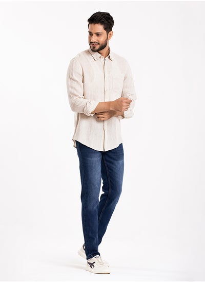 Buy COTTON LIGHT GREY CASUAL LONG SLEEVE SHIRT in UAE