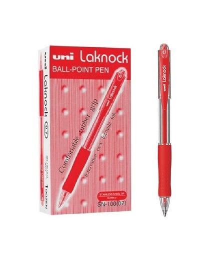 اشتري 12-Piece Laknock Ballpoint Pen 0.7mm Tip Red Ink في الامارات