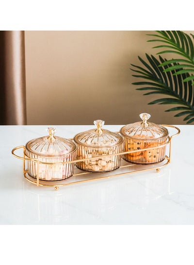 Buy Nordic Dried Fruit Plate Snack dish Transparent Round Fruit dish 3 Grids in Saudi Arabia
