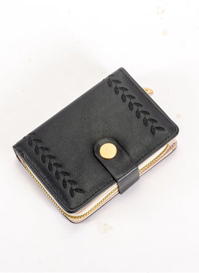 Buy Leather Flip Wallet & Card Holder with 10 Pockets and Zipped Pocket Black in Egypt