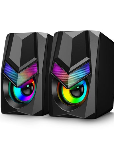 اشتري V20 PC Speakers for Desktop, Mini RGB Computer Speakers, USB Powered 3.5mm Aux Portable Gaming Speakers, Multimedia Speakers for Laptop, Monitor Speakers Plug and Play في الامارات