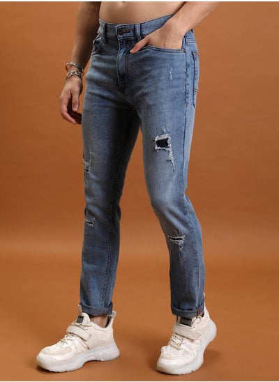 اشتري Light Distress Mid Rise Jeans في السعودية