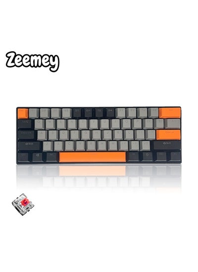 Buy 61 Keys RGB Gaming Keyboard 60% Mini Wired Waterproof With Anti-ghosting Keyboard and Three-color Keycaps With Red Switch for Gamers(Dark gray,black and orange) in Saudi Arabia