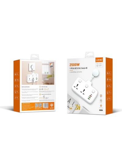 Buy LDNIO SC2413 Universal Outlets Power Strip Tower 2 Outlet Wall Electric Plug PD 20W USB Power Cube Power socket in Egypt