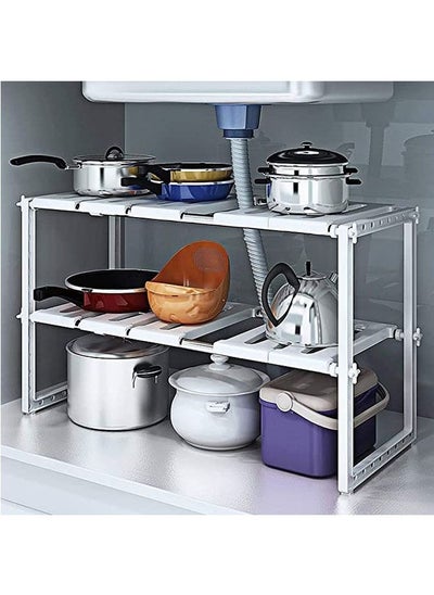 Buy Under Sink Storage Shelf Kitchen Organizer 2-Tier Dish Rack Seasoning Multifunctional Kitchenware Holder Rack in Egypt