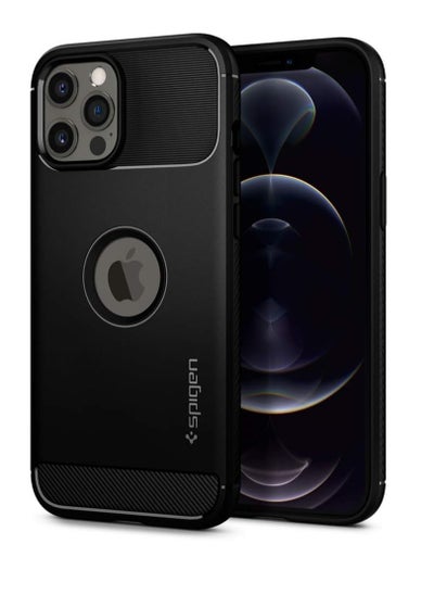 Buy Spigen Rugged Armor Protective Case For iPhone 12 Pro Max Black in Saudi Arabia