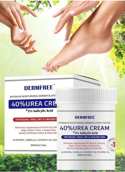 Buy 100ml 40% Urea Cream with 2% Salicylic Acid Intensive Moisturizing Hydrating Urea Cream for Rough Thick Dry Cracked Feet Hand Skin Remove Corn and Callus Exfoliates Soften Thick Dead Skin in UAE