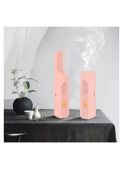 اشتري 2023 New 2.0 Version USB Rechargeable 2 in 1 Handheld Bukhoor Incense Burner with Comb Pink في السعودية