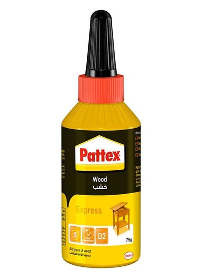اشتري Pattex Wood Express Quick-Drying Wood Glue, Vinyl Glue For Mounting, Assembling, Veneering Or Laminating On Wooden Supports, White Glue, 1x75g في الامارات