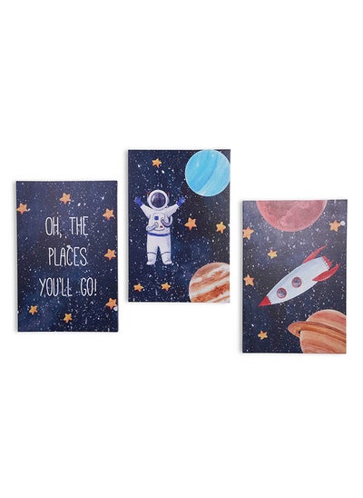 Buy Joe Astronaut 3 Pcs Canvas Wall Art 40x60cm - Yellow in UAE