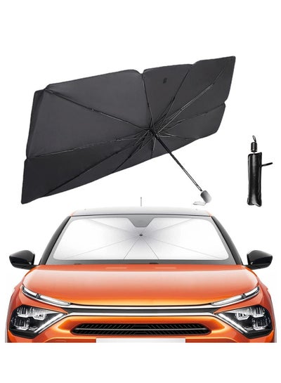 Buy Car Umbrella 125x65CM Sun Shade Cover, Foldable Sun Shades Car Block Heat UV Rays Sun Visor Protector Fit for Most SUV Car Windshield in Saudi Arabia