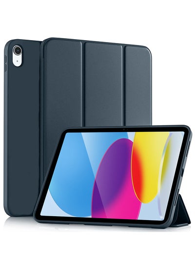 Buy iPad 10th Generation 10.9inch 2022 Case Cover Slim Protective Cover PC Frosted Back Shell Smart Stand Tablet Case Auto Wake/Sleep- Navy Blue in UAE