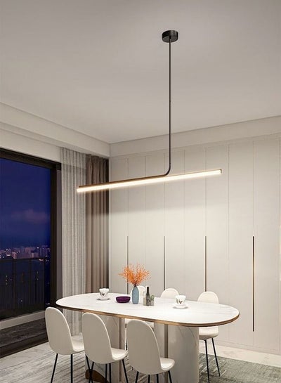 Buy Modern Nordic Style 48W LED Three Colors Dimmable Golden Pendant Linear Chandelier Lightening for Dinning Room Bedroom Kitchen in UAE
