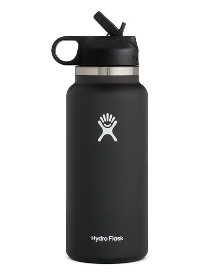 Buy Hydro Flask Wide Mouth Straw Lid - Stainless Steel Reusable Water Bottle - Vacuum Insulated, Dishwasher Safe, BPA-Free, Non-Toxic Black 32 oz in UAE