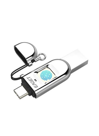اشتري FU68 32GB USB Flash Drive Type-C USB3.0 Dual-port Metal Fingerprint Encryption U Disk for Smart Phone PC Laptop في السعودية