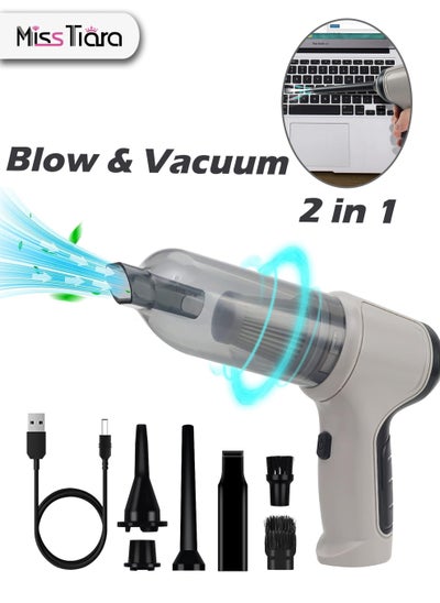 اشتري High Power Blow and Vacuum 2 in 1 Car Cleaner Hand Vacuum Cordless Rechargeable, 35000 RPM Air Duster Blower Electric Computer Cleaner في الامارات