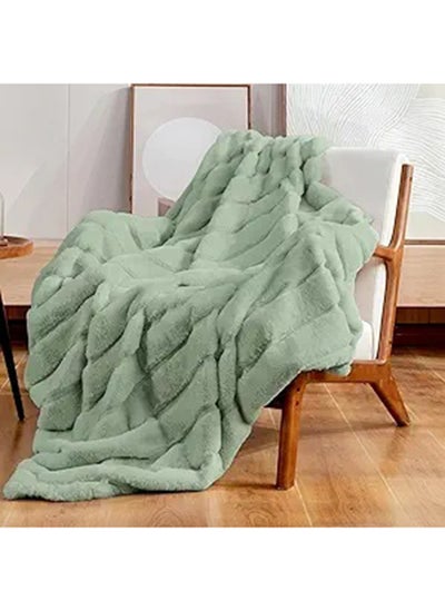 Buy Cozy Bliss Faux Fur Throw Blanket for Couch, Cozy Soft Plush Thick Winter Blanket for Sofa Bedroom Living Room, 50 * 60 Inches Green in Saudi Arabia