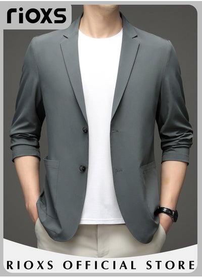 Buy Men's Formal Long Sleeve Blazer Jacket Two Buttons Slimming Casual Blazer Coat with Two Side Pockets for Business Wedding Prom Dinner in UAE