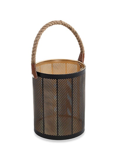 Buy Chevron Lantern, Black & Brown - Small, 15x20 cm in UAE