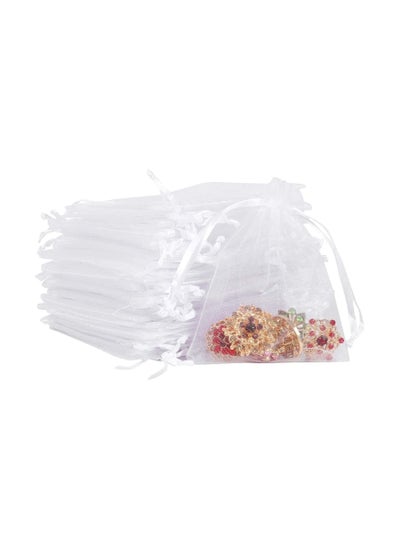 Buy 50 Pcs Small Organza Bags 7 x 9 cm White Gift Drawstring Bags Jewelry Pouches Wedding Favour Bags for Party Birthday Seashell Candy Chocolate in Saudi Arabia