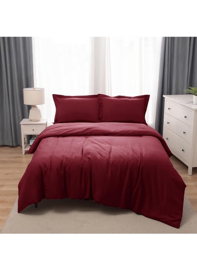 Buy Bedding Duvet Cover King Size Set- 1Pieces Duvet Cover 260X220Cm / 2Pieces-Pillow Shams 50X90Cm (Burgandy, King) in UAE