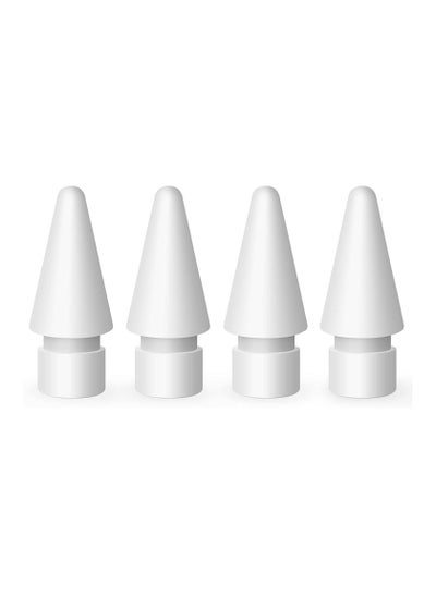 Buy 4-Piece High Sensitivity Replacement Tips Set For Apple Pencil 1st And 2nd Generation White in Saudi Arabia