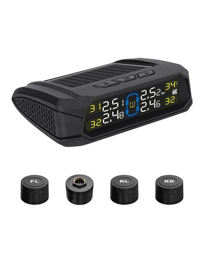 اشتري Tire Pressure Monitoring System, Wireless Solar Tire Pressure Monitor System with LCD Display, 6 Alarm Modes & 4 External Sensors, Real-time Display Tire Pressure Monitoring System في الامارات