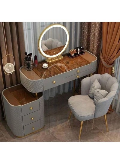 Buy Makeup Vanity Table Dressing Table Flip Mirror With Drawers And Chair 100 CM in UAE