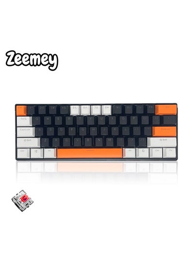 Buy 61 Keys RGB Gaming Keyboard 60% Mini Wired Waterproof With Anti-ghosting Keyboard and Three-color Keycaps With Red Switch for Gamers(Black,white and orange) in Saudi Arabia