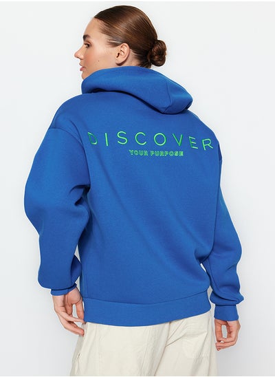 Buy Saks Hooded Back Printed Oversize/Wide Fit Thick Inside Fleece Knitted Sweatshirt TWOAW24SW00214 in Egypt