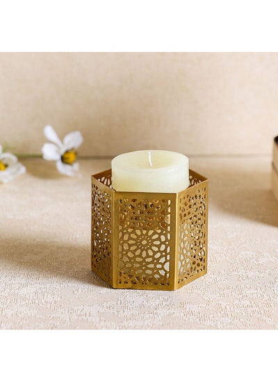 اشتري Aliena Votive Holder Decorative Candle Stand Candle Stick Home Decoration Candle Holders For Prayer Room Dining Room Candle Light Dinners 10x10x8.5 cm Gold في الامارات