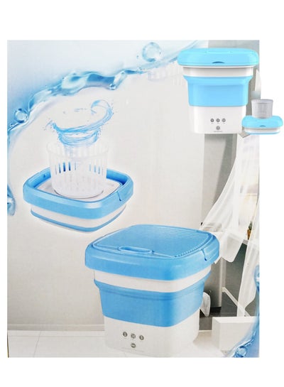 Buy Portable Folding  Mini Folding Washing Machine with Smart Touch, Rotary Dryer Disinfection Washing Machine with Spin Dryer Energy/Water-saving, Easy Operation (Blue) in UAE