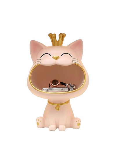 Buy Key Bowl For Entryway Table Fortune Cat Statue Candy Dish For Office Desk Art Home Decor(Pink） in Saudi Arabia