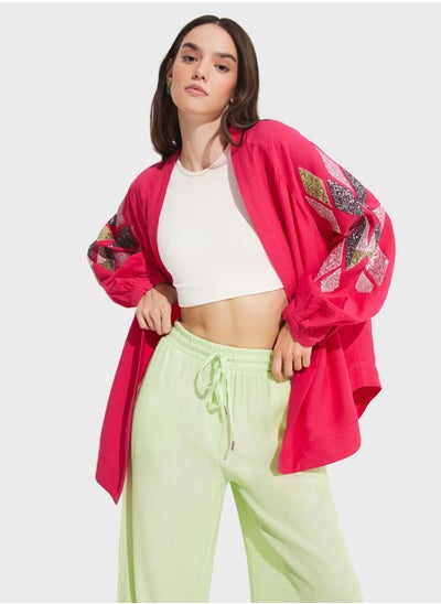 Buy Printed Puff Sleeve Kimono in UAE