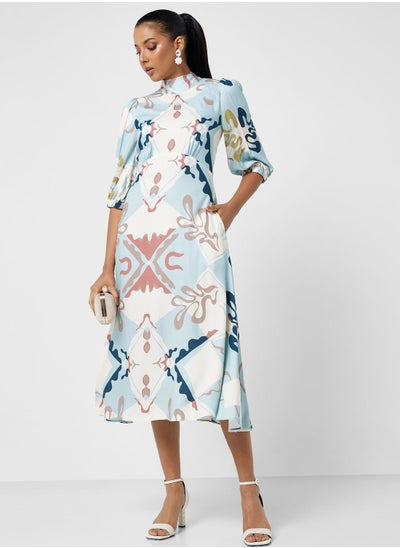 Buy Printed Pocket Detail Dress in Saudi Arabia