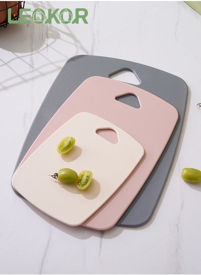 اشتري 3 Pcs Many Sizes Cutting Boards Kitchen Plastic Chopping Board with Easy Grip Handle Thick Chopping Boards for Meat, Veggies, Fruits في السعودية