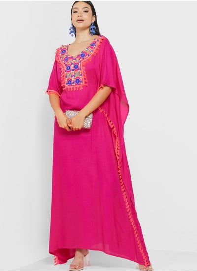 Buy Embroidered Flared Sleeve Kaftan in UAE