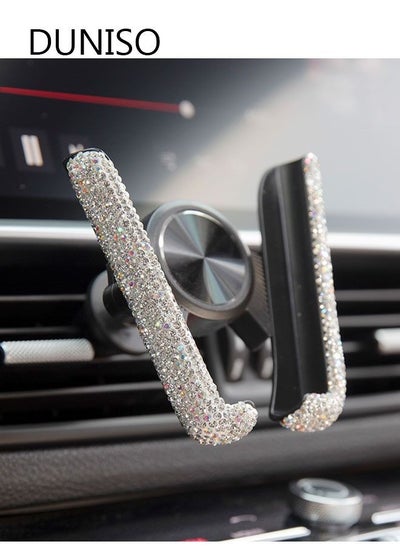 اشتري Bling Car Phone Holder Mini Car Dash Air Vent Automatic Phone Mount Universal 360°Adjustable Crystal Auto Car Stand Phone Holder Car Accessories for Women and Girls في الامارات